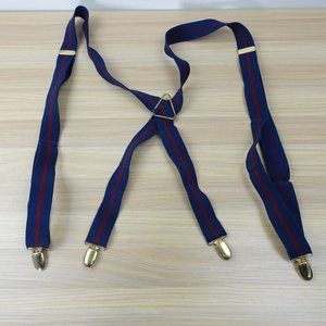 Suspender Mens Blue Striped Clip On Braces X Back Adjustable‎ Elastic Stretch